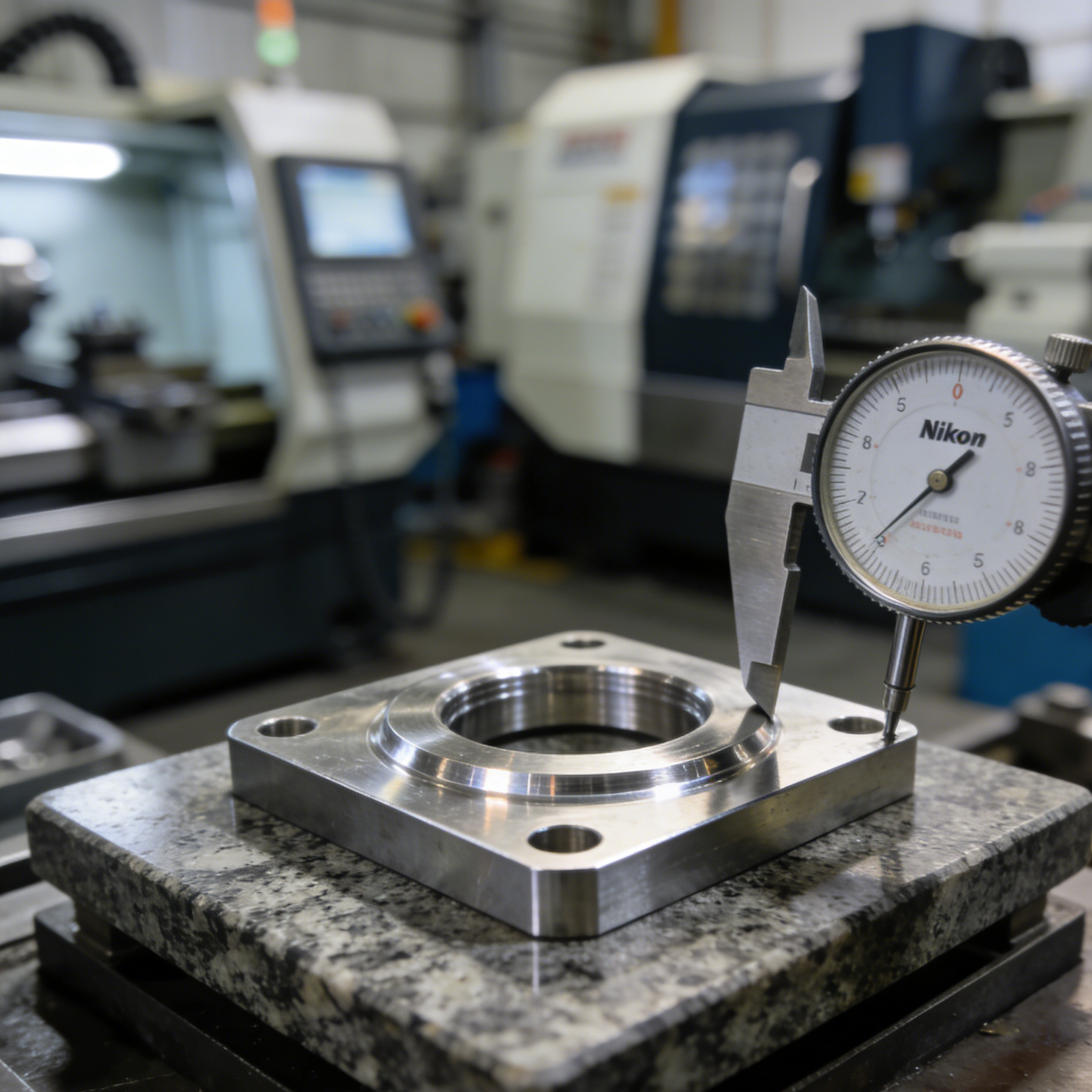 1. CNC tool machining stainless steel, sparks, coolant mist, blue light, blurred workshop.